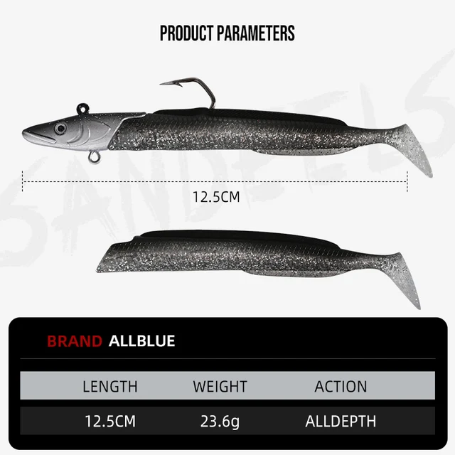 ALLBLUE Sandeels 12,5 cm 23g suave Anguila viva · Señuelos
