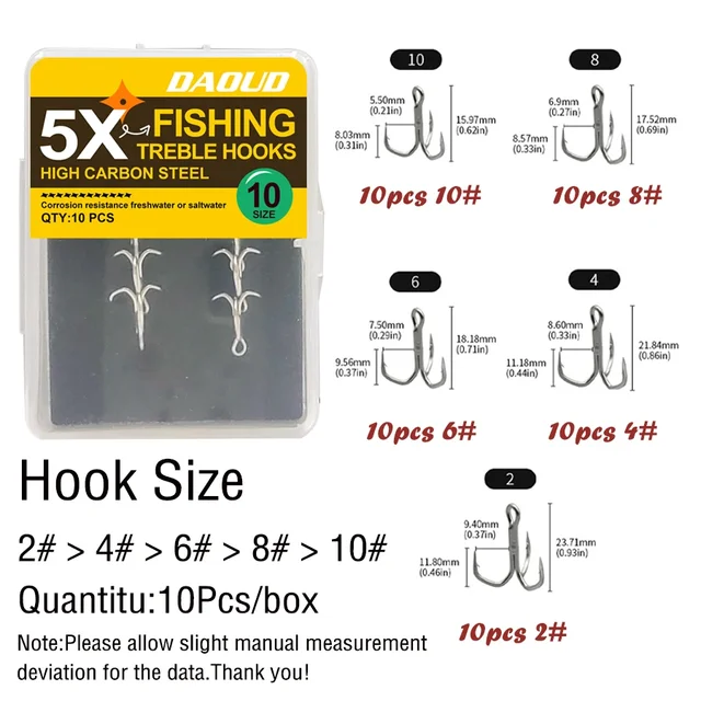 Anzuelos de Pesca Triple Afilados - Kit de 5 Anzuelos para Cazar Bagre