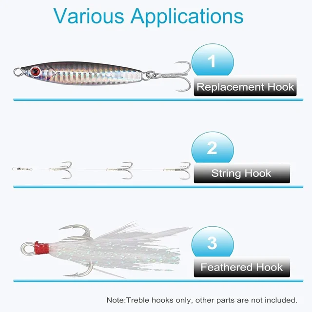 Anzuelos de Pesca Triple Afilados - Kit de 5 Anzuelos para Cazar Bagre