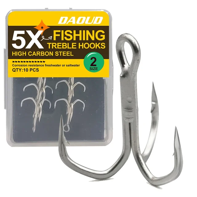 Anzuelos de Pesca Triple Afilados - Kit de 5 Anzuelos para Cazar Bagre