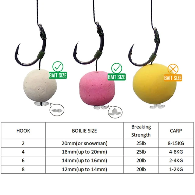 Anzuelos para Carpa Juego de 6 con Sedal y Boilie