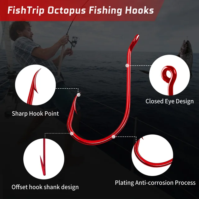 Anzuelos simples y triples para pesca en agua salada