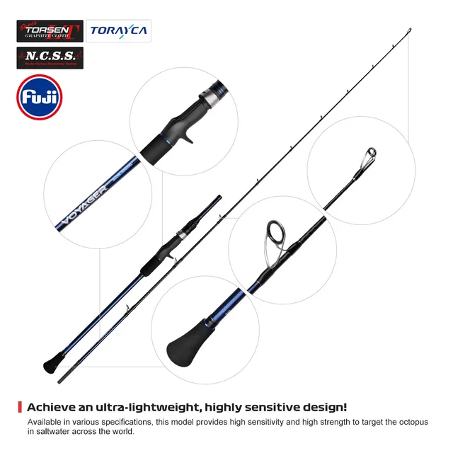 Caña de Pesca Noeby 1,83m-1,96m Jigging Lento M ML 20kg Guía Fuji