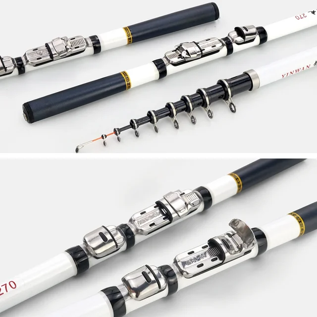Caña telescópica de carbono para pesca en roca, spinning y fly
