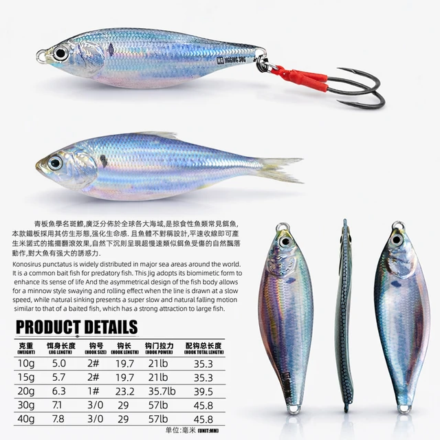 Señuelo de pesca de 10g a 40g para capturar depredadores
