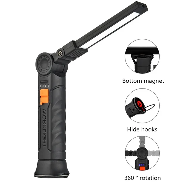 Linterna LED COB portátil recargable por USB