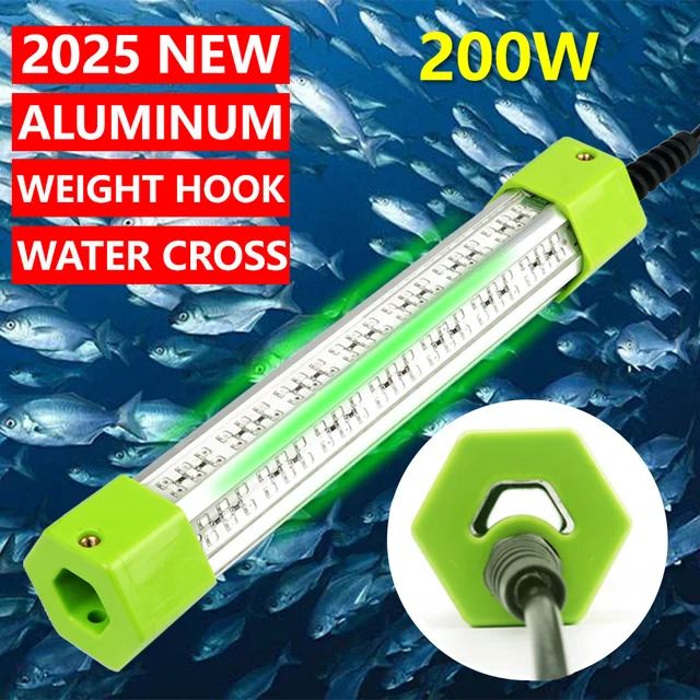 Luz de pesca submarina 12V 200W, 6 lados LED