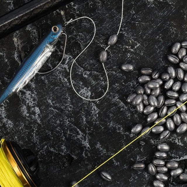 Plomos de Pesca 30 Unidades: Plomo Dividido Ovalado y Forma de Frijol