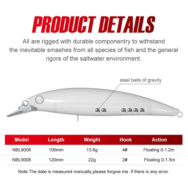 señuelo artificial de 100mm para pesca