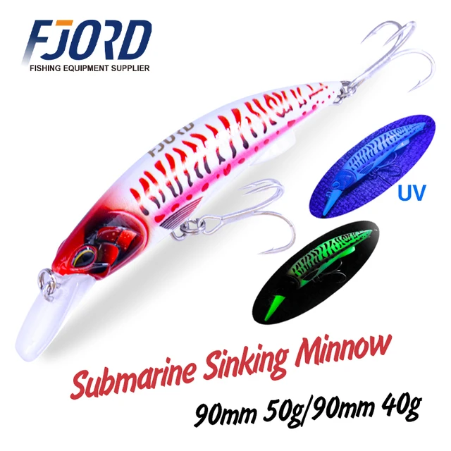 Señuelo de Pesca Marítima FJORD, 90S, 40g/50g, para Tiro Submarino