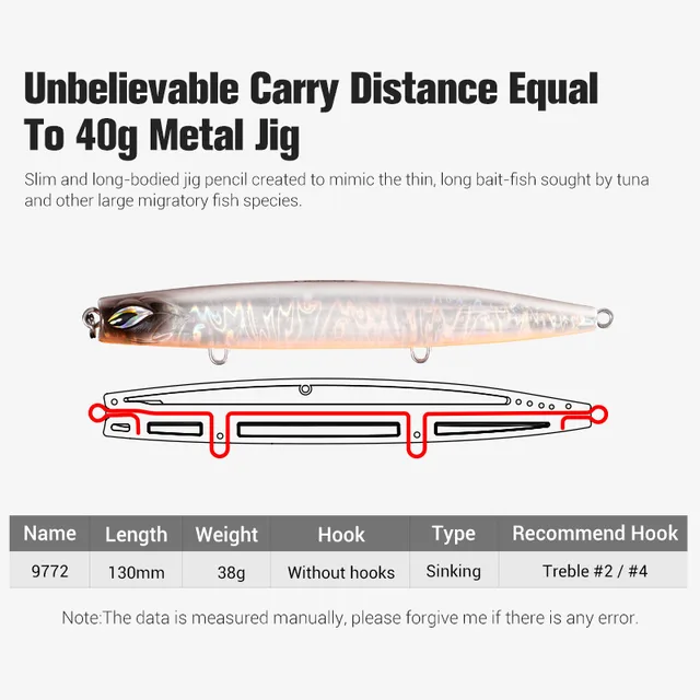 Señuelo Sinking Pencil para Pesca de Atún: Atrae con Fuerza