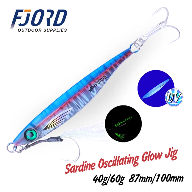Señuelos de Hundimiento UV FJORD, Lanzamiento desde la Orilla, Sardinas