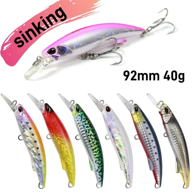 Señuelos de Pesca Realistas Minnow 92mm/40g para Lubina y Agua Dulce