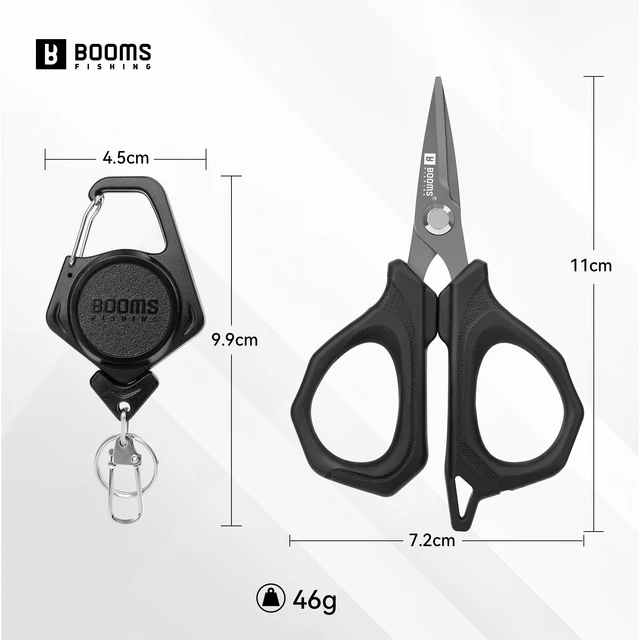 Tijeras Acero Inox para Alambre Braid PE con Llavero Retractil