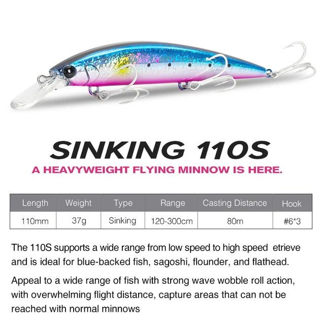 TSURINOYA: Señuelo de Pesca de Mar Largo Alcance, 110mm, 37g